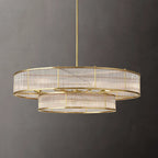 Metal Body Round LED Pendant Light with Glass Tubes for Living/Dining Room