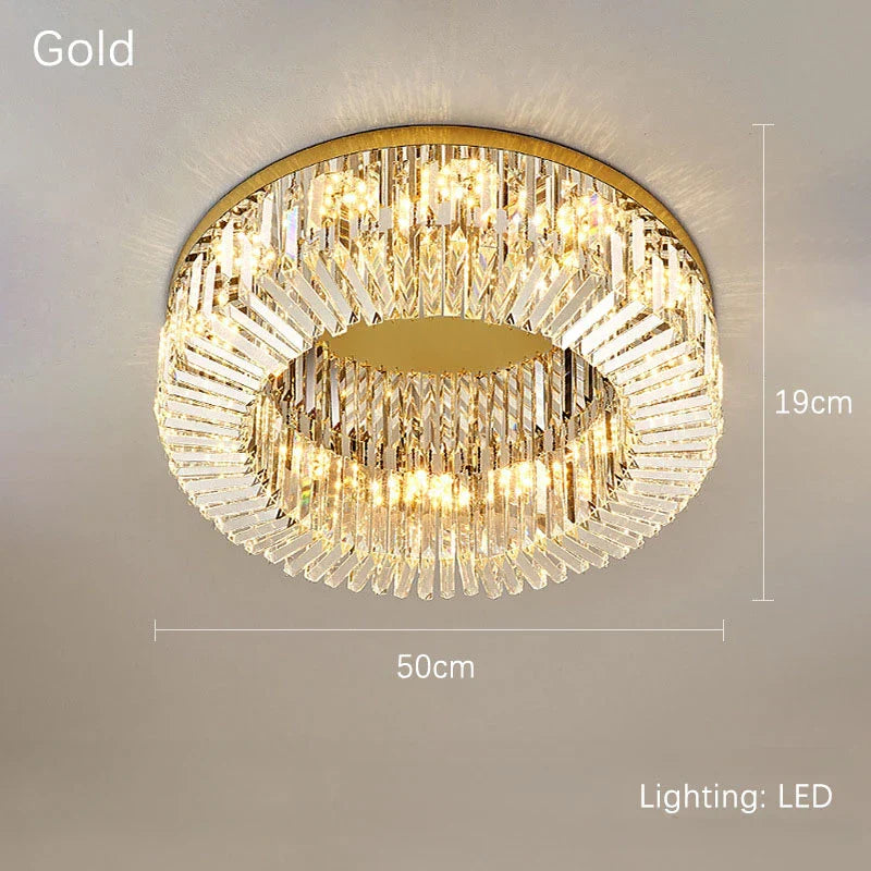 Crystal Gold LED Ring Ceiling Light - Modern Luxury Home Lighting