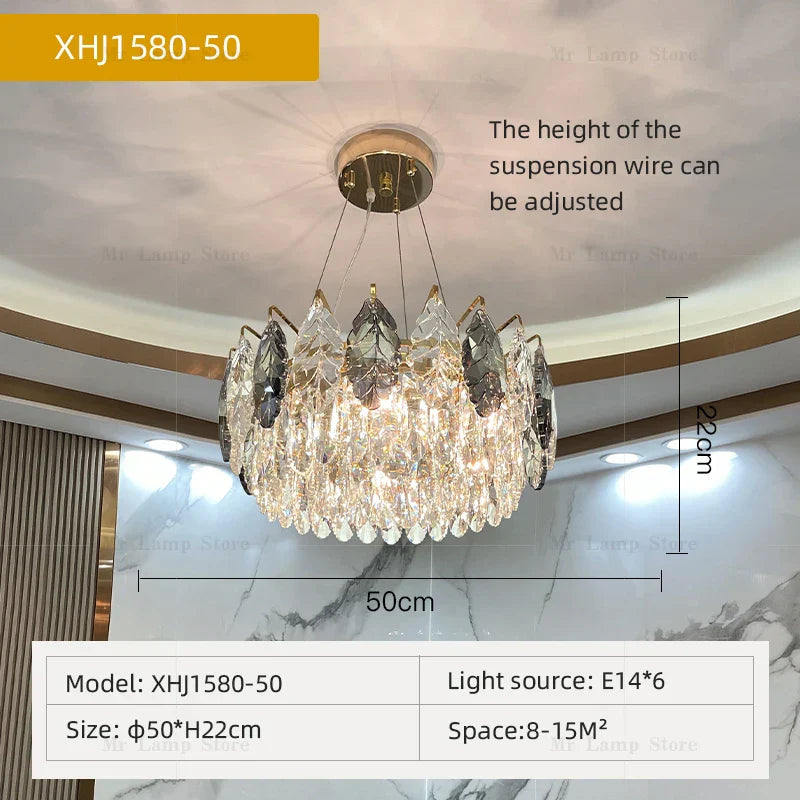 Crystal Chandelier: Luxury Modern Lighting for Living Room, Bedroom, Kitchen