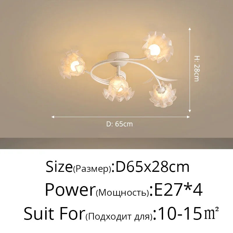 Lily Of The Valley Glass Chandelier Light: Modern Cream Wind Lamp for Living Room & Bedroom