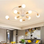 Retro Iron Fan Ceiling Chandelier with 8 Sockets for Home Decor