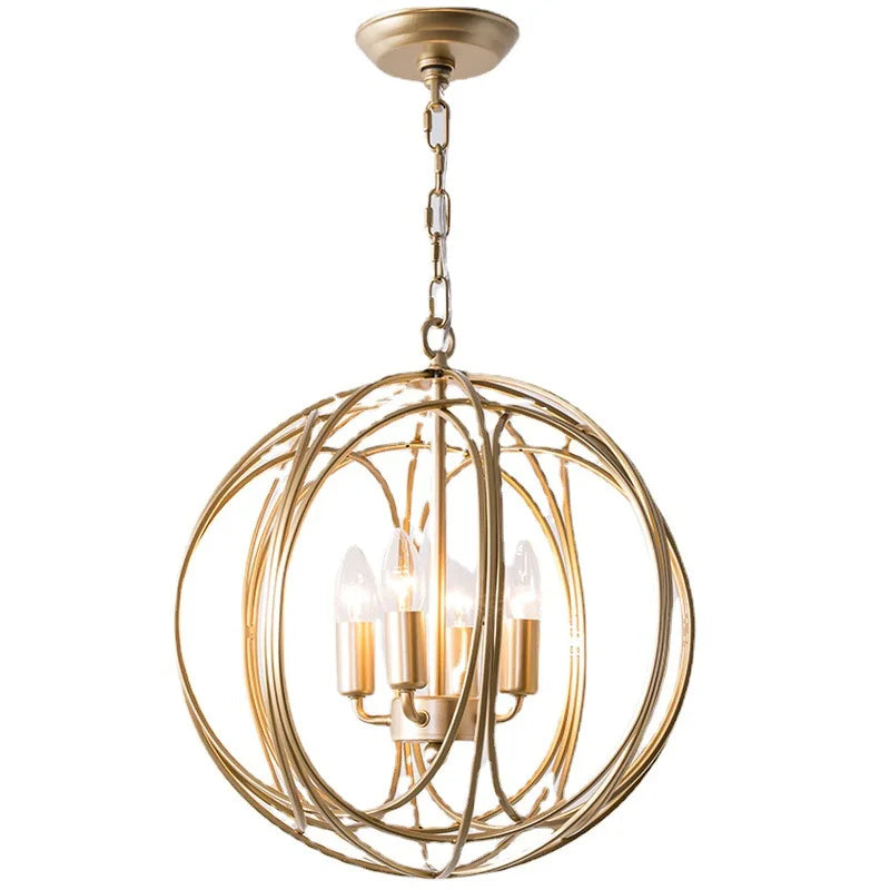 Gold Globe Chandelier Pendant Light for Living Room & Dining Room