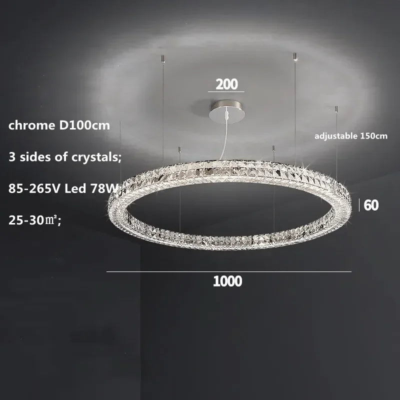 Luxury K9 Crystal Glass LED Chandelier for Living Room & Stairway Decor