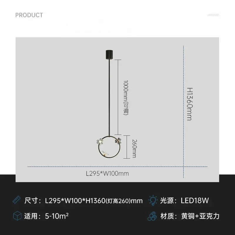 Luxury Copper Acrylic Flower Pendant Light for Home and Cafe Decor