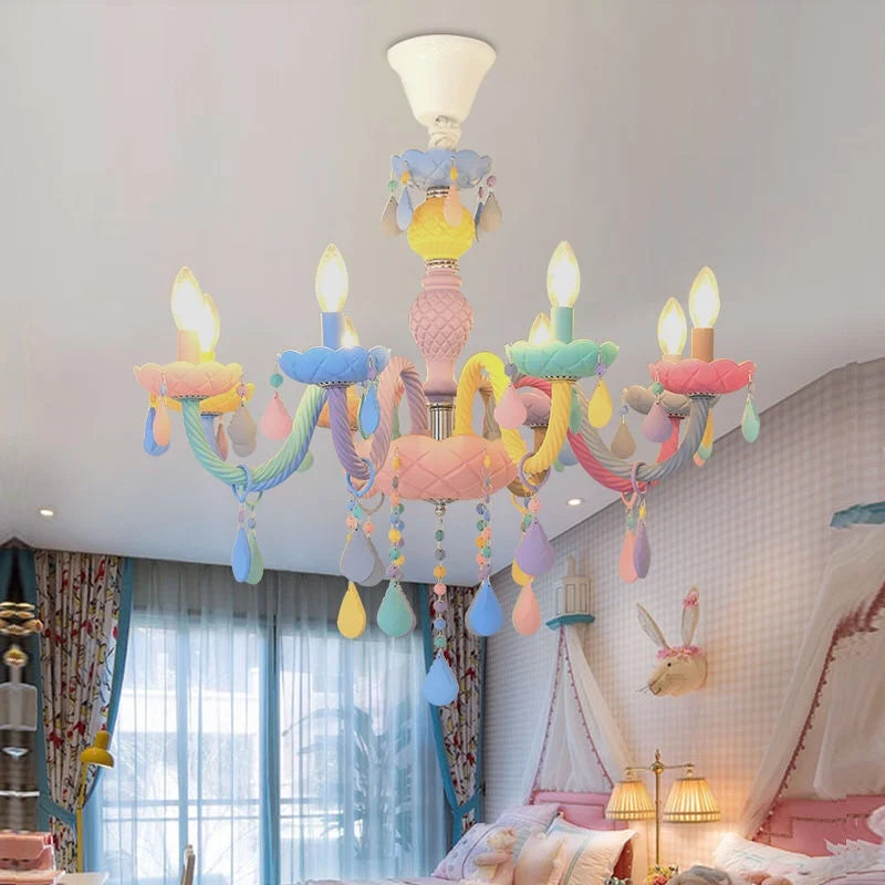 Crystal Chandelier: Modern Macaron Color Children Room Luminaire