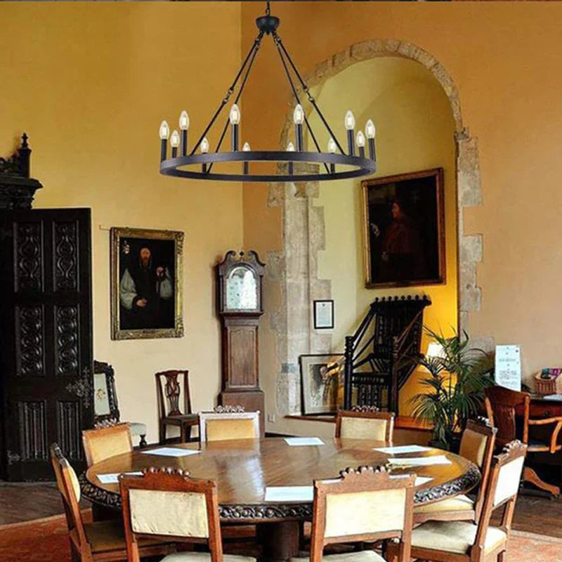 Iron Round LED Pendant Chandelier for Living, Cafe, Restaurant décor