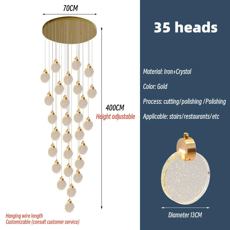 Crystal Spiral Chandelier LED Modern Minimalist Staircase Living Room Light