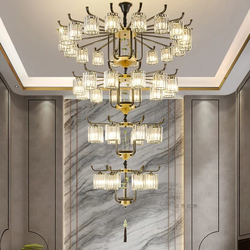 Luxury Crystal Chandelier: Modern Chinese Villa Living Room Lighting