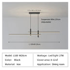Simple Lines LED Chandelier for Dining Room and Bar Counter