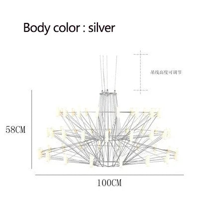 Luxe Iron Wire Round LED Chandelier for Living & Dining Room