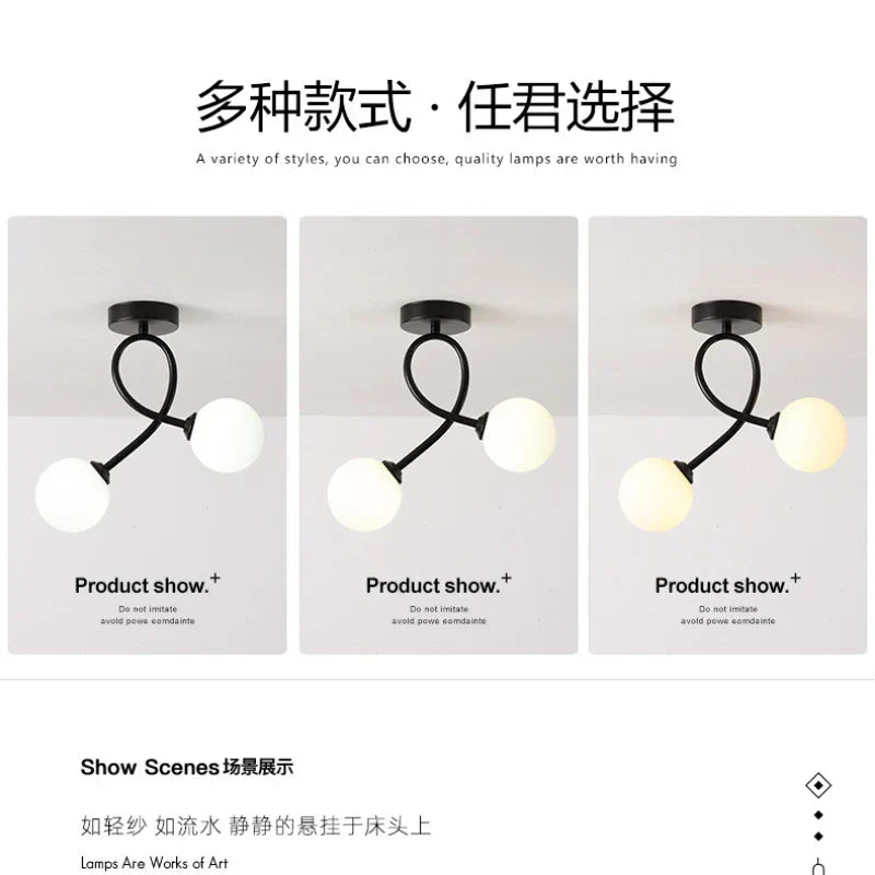 Minimalist Black Gold Glass Ceiling Light for Indoor Lighting Hallway Balcony Entryway