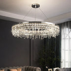 Crystal Circle LED Chandelier for Modern Luxury Living Room Decor