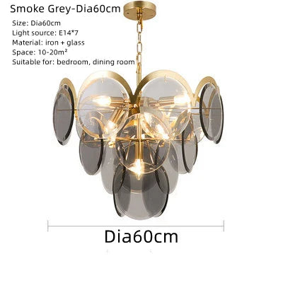 Smoke Grey Glass Ceiling Chandelier - Nordic Modern Indoor Style Lighting