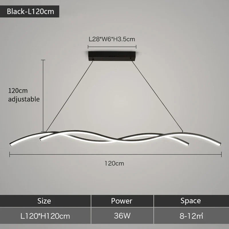Wave LED Pendant Lights: Modern Chandeliers for Dining Room, Bar, and Home Decor