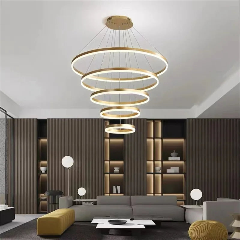 Modern LED Chandelier Ring Pendant Light for Living Room Attic Stairwell