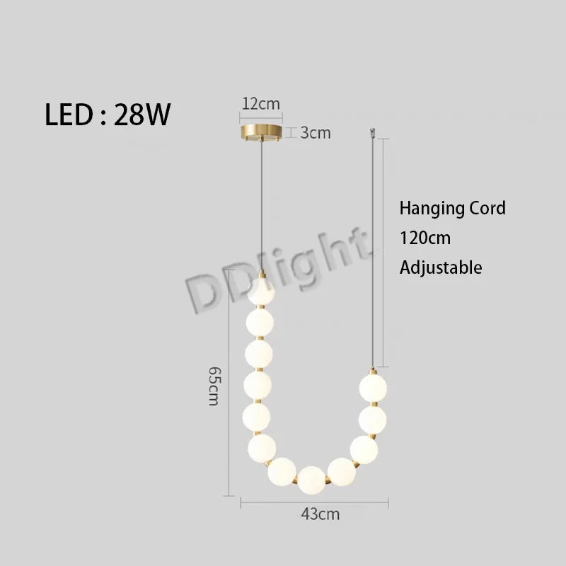 Modern LED Copper Ceiling Chandelier White Ball Pendant Light Fixtures