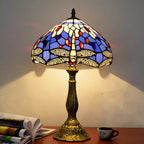 Dragonflys Tiffany Stained Glass Table Lamp Vintage Bedroom Desk Light