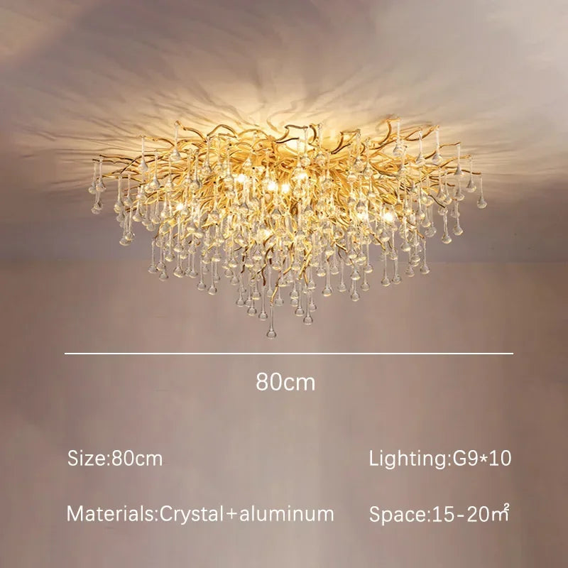Crystal Dendritic Chandelier: Modern Luxe for Living Room, Dining Room, Bedroom, Hotel Lobby