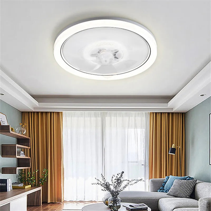 Modern White Ceiling Fan Light 120W LED Remote Control Dimmable Chandelier Fan
