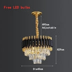 Crystal LED Pendant Chandelier, Luxury Black Lighting for Bedroom, Living, Dining Room