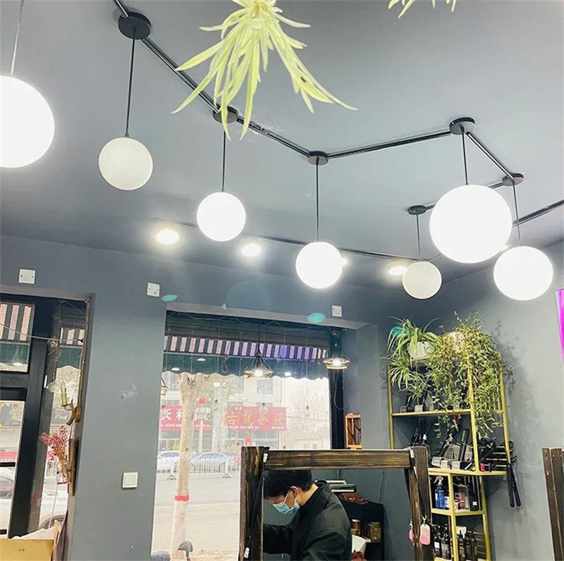 Nordic Glass Pendant Lights - White Ball Hanging Lamps for Home Decor