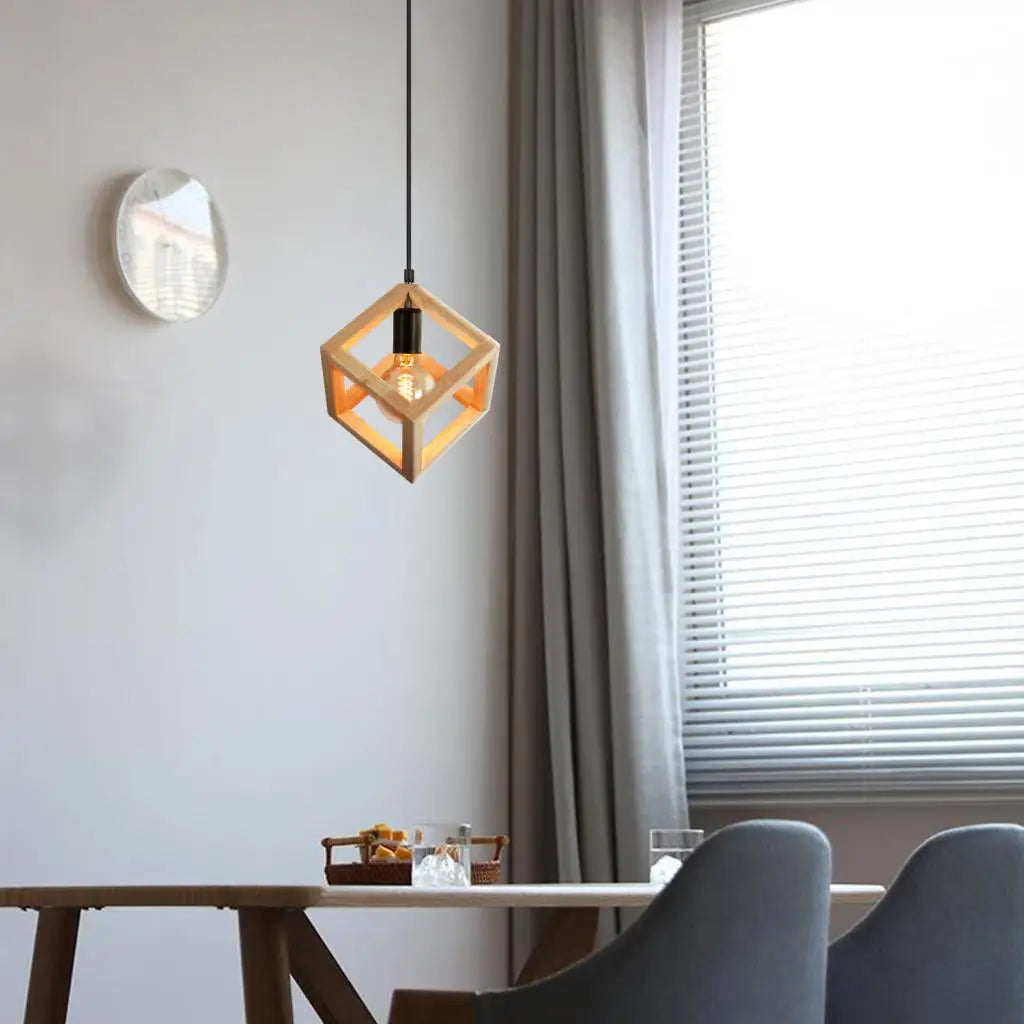 Vintage Industrial Wood Pendant Light Chandelier for Kitchen Island Living Room