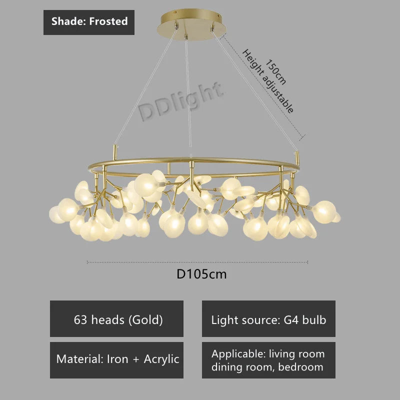 Firefly Nordic Hanging Chandelier, Modern Round Living Room Romantic Lamp