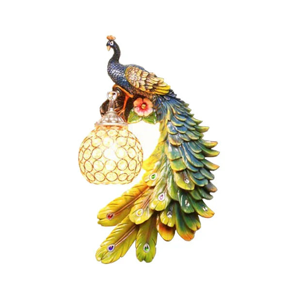 Peacock Resin Wall Lamp: Nordic Style LED Light for Bedroom, Living Room, Staircase