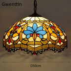 Stained Glass Pendant Lights: Baroque Style LED Kitchen Lighting Fixtures