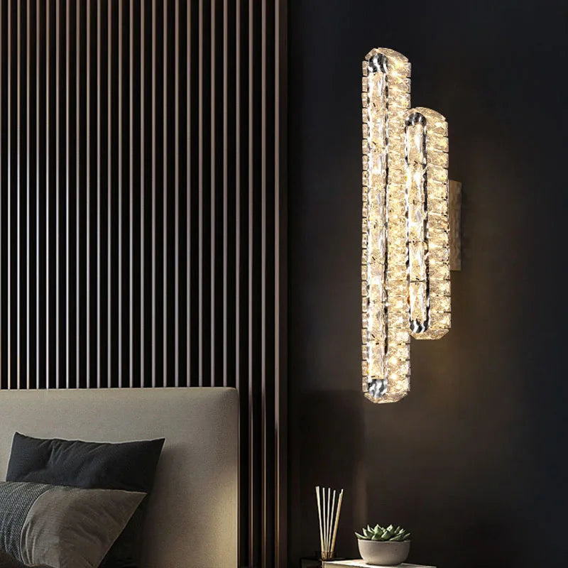 Oval Crystal Wall Lamp: Modern Minimalist Light Luxury for Living Room & Bedroom