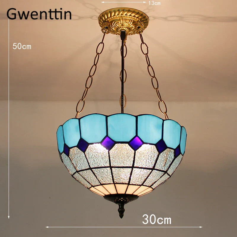 Diamond Square Stained Glass Pendant Light for Home Decor and Lighting