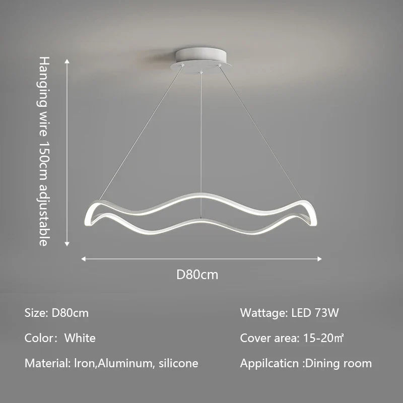 Circle Wave LED Pendant Chandelier for Modern Living Dining Bedroom Lighting