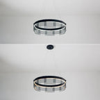Glass Circle LED Pendant Light: Stratos Luxury Chandelier for Kitchen Island