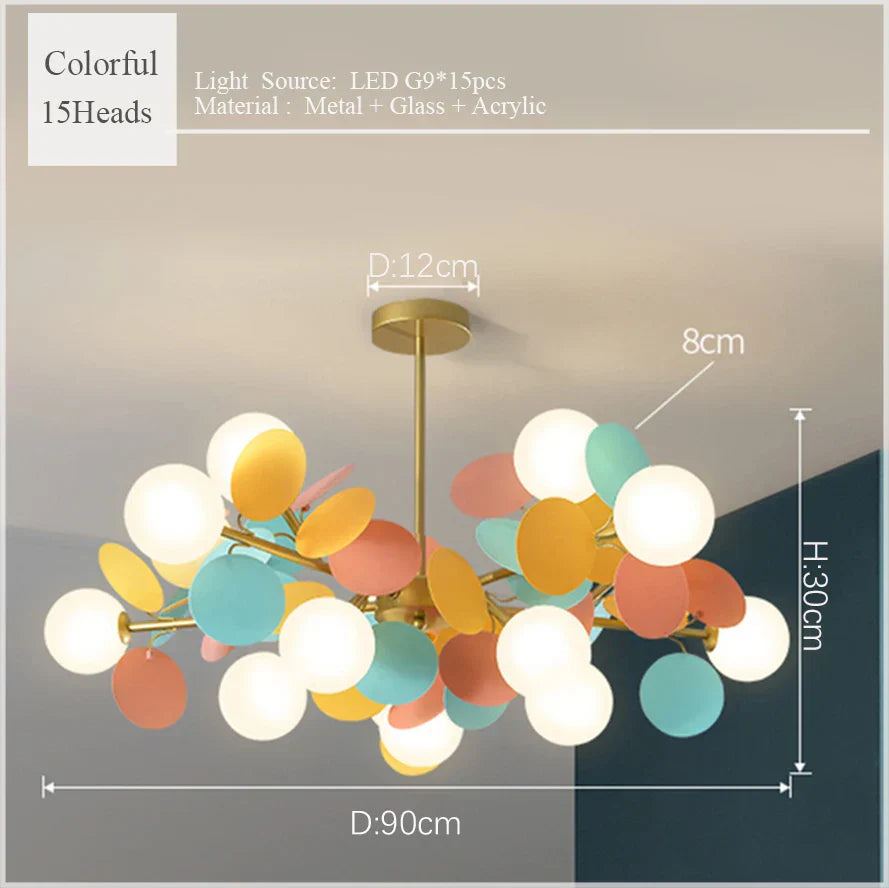 Scandinavian Chandelier: Colorful Magic Bean Tree Branch Light for Living Room