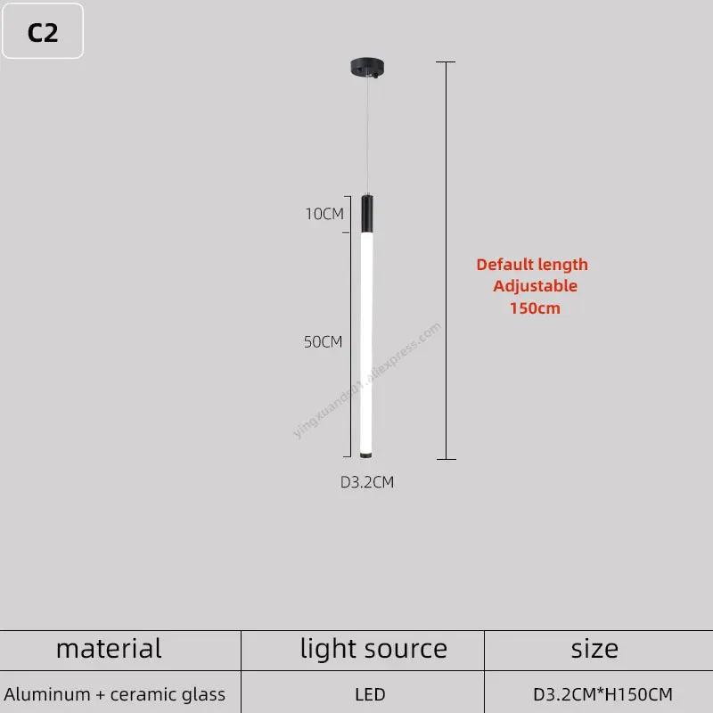 Modern LED Black/Gold Bar Chandelier Horizontal Pendant Light