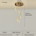 Luxury Crystal LED Chandelier for Modern Living Room and Spiral Staircase