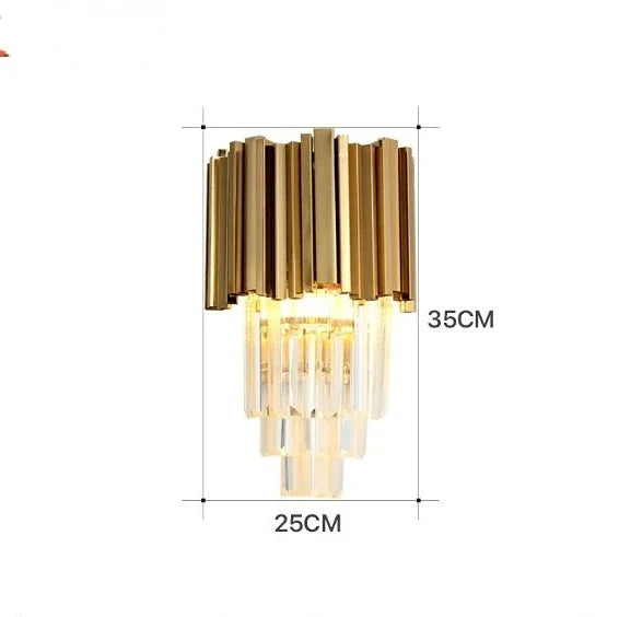 Luxury Crystal Glass Wall Sconce Light Fixture Gold for Bedroom Living Room