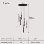 Gold Crystal Stairs Chandelier Luxe LED Pendant Light Luxury Indoor Lighting