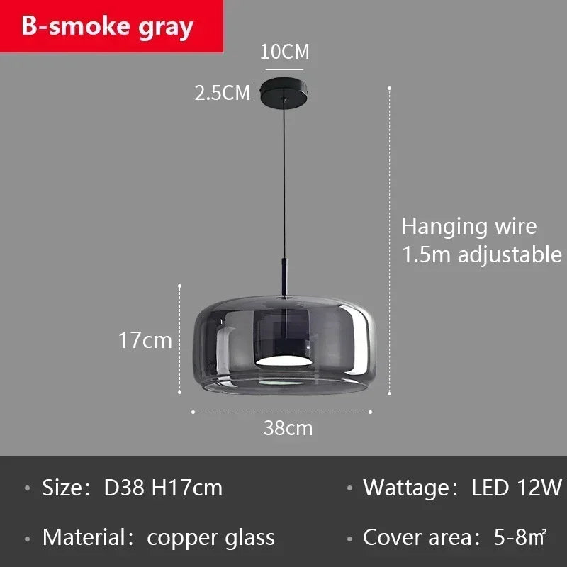 Glass LED Pendant Chandelier for Dining Room Bar Bedroom Decor