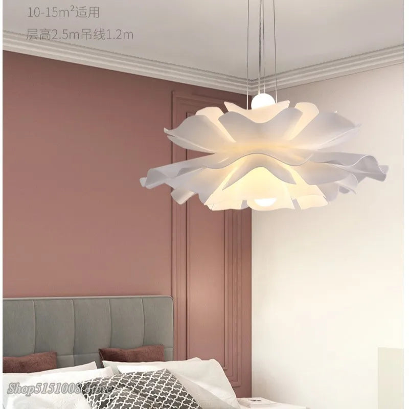 White Acrylic LED Bedroom Chandelier, Modern Nordic Design for Living Room and Girl's Room