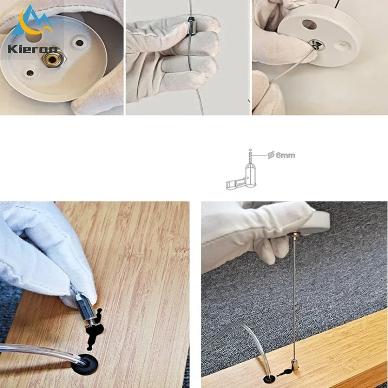 Wood-colored LED Chandelier: Nordic Modern Iron Art Pendant Lamps for Home Decor