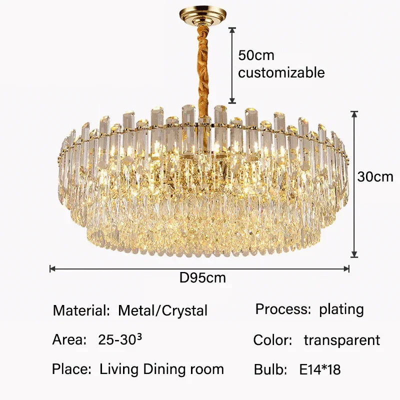 Crystal Pendant Chandelier: Elegant LED Lighting for Home Decor