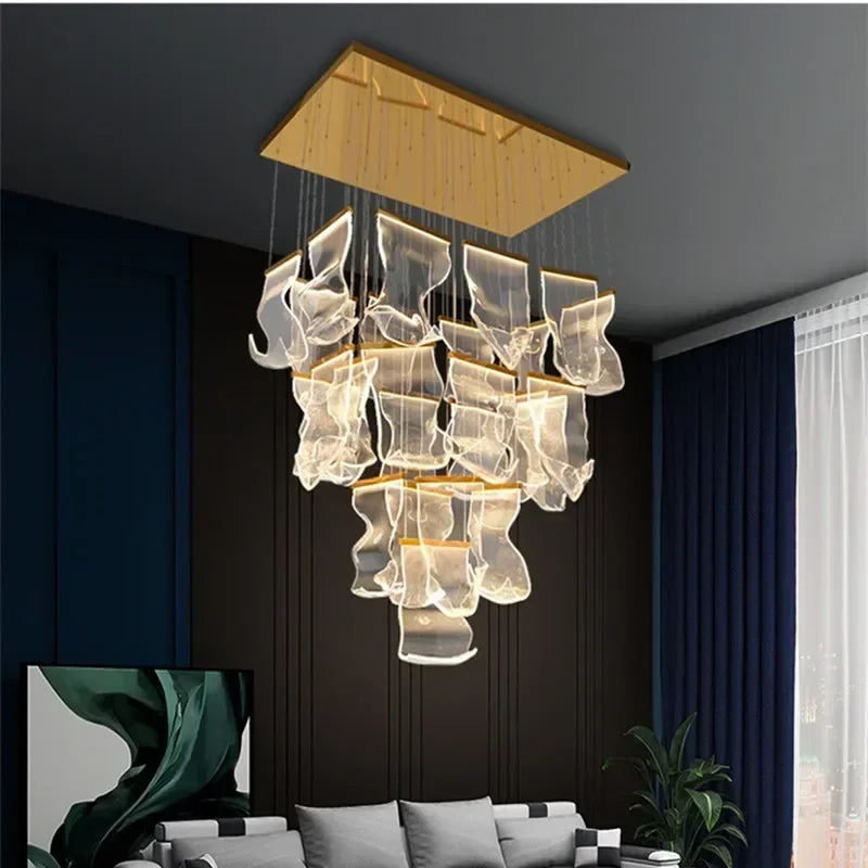 Modern Acrylic Leaf Dimmable LED Chandelier for Luxury Home Decor