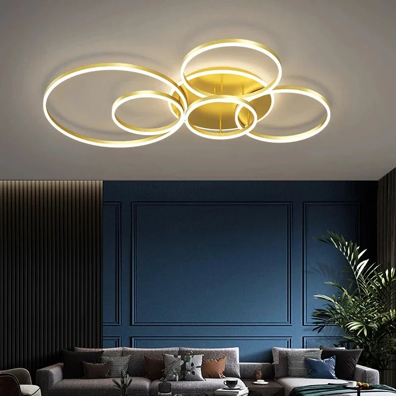 Aluminum Circle LED Chandelier Ceiling Light for Bedroom Living Room Kitchen
