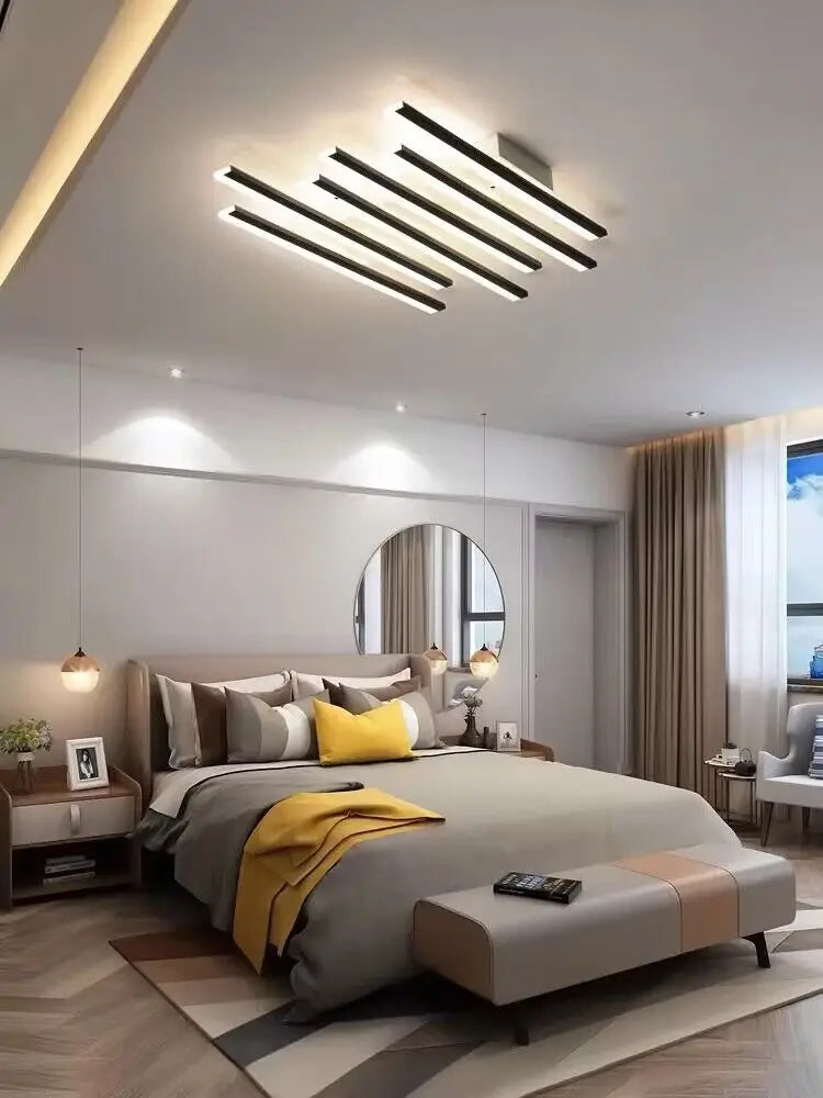 Modern LED Strip Ceiling Chandelier for Living Room, Office, Restaurant, and Bar