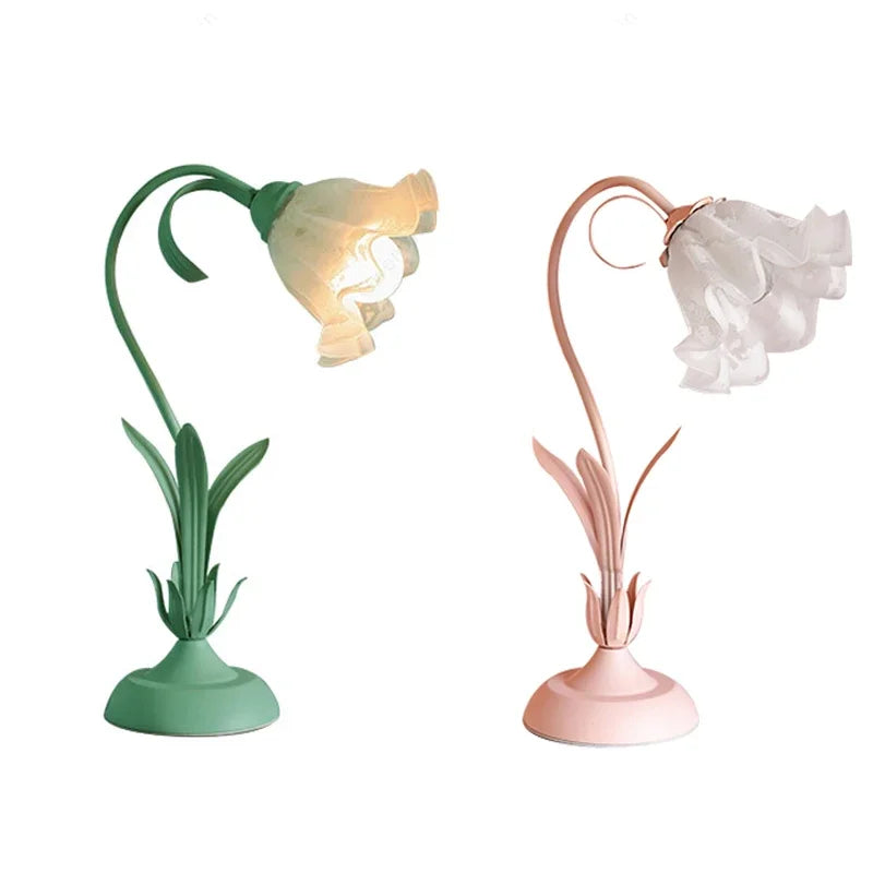 Pink Flower LED Table Lamp - Modern Princess Girl Bedroom Decor