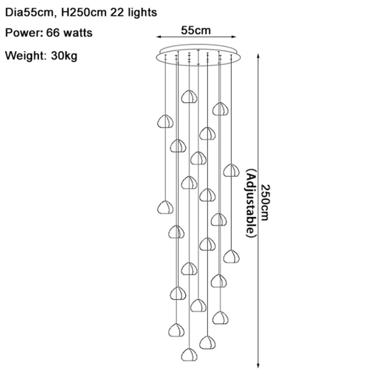 Crystal Water Droplet Chandelier: Modern LED Staircase Pendant Light - Luxury Ball Hanging Lamp