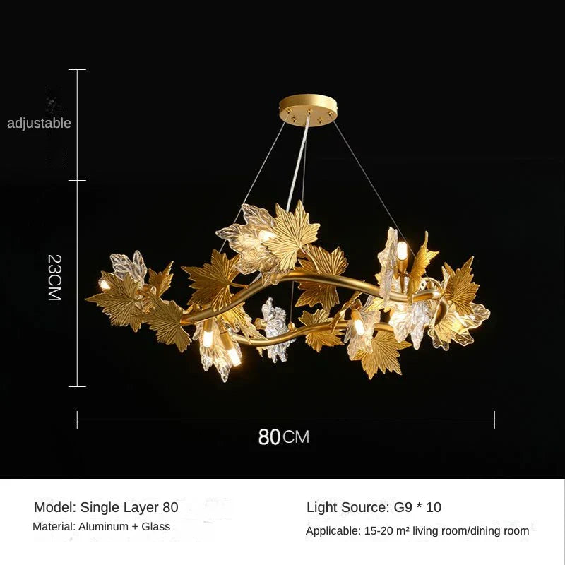 Maple Leaf Branches Chandelier for Living Dining Room - 2023 Design