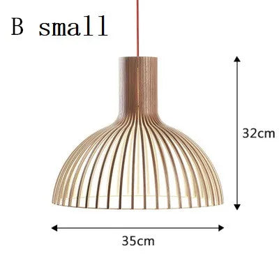 Wooden Birdcage Pendant Lamp: E27 Indoor LED Lighting for Dining Room & Bar