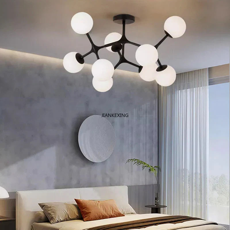 Glass Ball Ceiling Chandelier: Modern Lighting Fixture for Living Room Bedroom Center Table